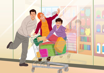 Family Shopping In Supermarket - vector gratuit #395021 