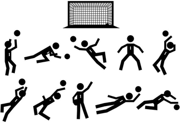 Stick Figure Goal Keeper Icons Vector - Free vector #395391