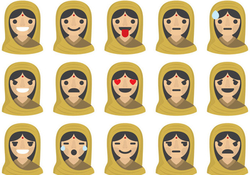 Indian Woman Emoticons - бесплатный vector #401091