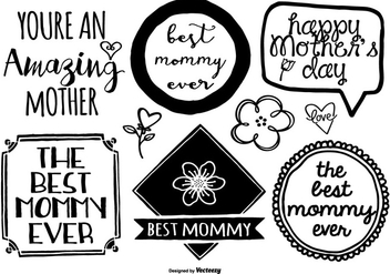 Hand Drawn Mother's Day Label Set - vector gratuit #401581 