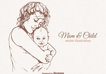 Free Mom And Child Vector Illustration - Free vector #402841