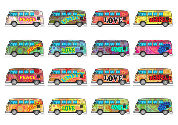 Free Hippie Bus Icon Vector - vector gratuit #403381 
