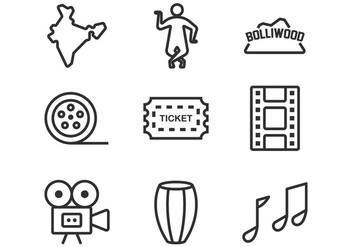 Bollywood Line Icons - Free vector #404731