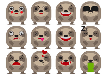 Free Cartoon Sloth Emoticons Vector - vector gratuit #405811 