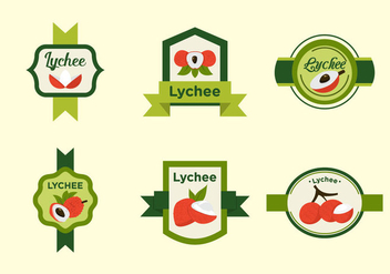 Red Lychee Fruits Label Vectors - бесплатный vector #406341