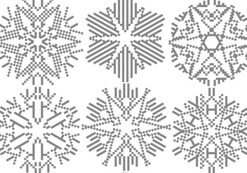 Pixelated Snowflakes Set - vector gratuit #406591 