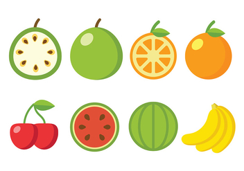 Flat Fruit Vector Icons - vector gratuit #406871 