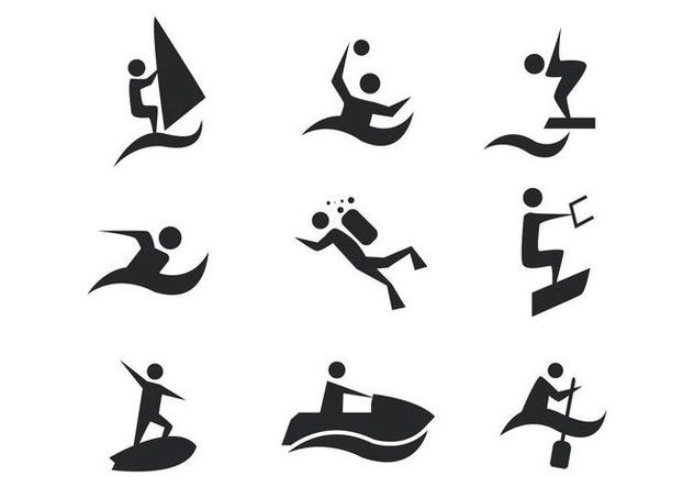 Free Water Sports Icons Vector - vector gratuit #407891 