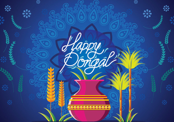 Vector Illustration of Happy Pongal Greeting Card - Free vector #409641