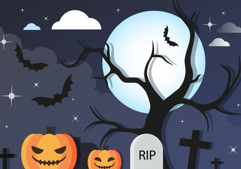 Free Halloween Graveyard Vector Background - Free vector #411051