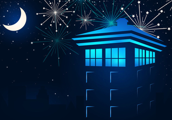 Tardis In The Night With Fireflies - Free vector #411721