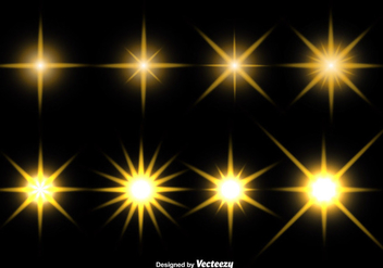 Set Of Glowing Stars Vector Icons - Free vector #411961