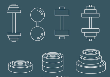 Dumbell Line Icons Vector - Free vector #414391