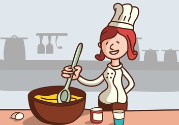 Chef Mixing Some Cake - vector #414651 gratis
