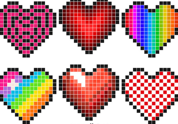 Vector Set Of Pixel Hearts - Kostenloses vector #416461