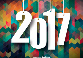 Colorful Background For 2017 New Year Celebration - vector #417031 gratis