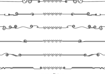 Vector Line Style Dividers With Hearts - vector gratuit #417911 