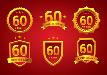 60th Anniversary Logo Gold Free Vector - vector gratuit #419121 