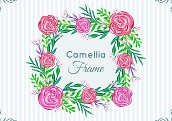 Beautiful Free Vector Camellia Frame - vector #419261 gratis