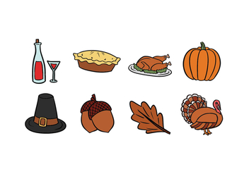 Thanksgiving Hand-Drawn Icons - vector #419541 gratis
