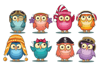 Cute Cartoon Owls Collection - vector #421311 gratis