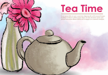 Vector Pastel Teapot With Flower - vector gratuit #422051 