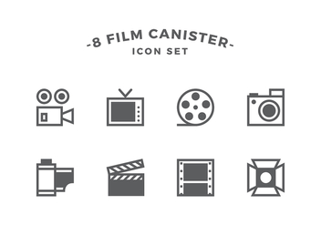 Film Canister Line Icon Set Vector - бесплатный vector #422341