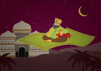 Free Sultan Riding Magic Carpet Illustration - Kostenloses vector #422431
