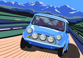 European Style Car Driving Through Mountains Vector - vector gratuit #424651 