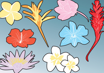 Hawaiian Flower Silhouettes - vector gratuit #425051 