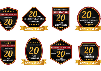 20 Year Anniversary Badge Vector - vector gratuit #425061 