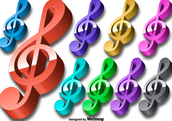 Vector 3D Colorful Violin Key Icon Set - Free vector #425071