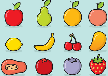 Cute Fruit Icons - Free vector #425321