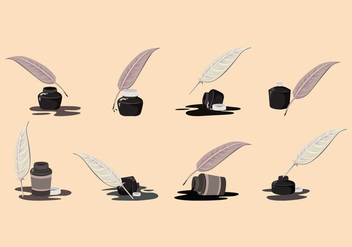 Inkwell and Pen Feather Vector - бесплатный vector #425451