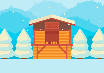 Hot Drinks Shop In Snow - Free vector #425891