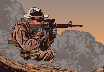 Soldier With Ar15 Vector - Free vector #426361
