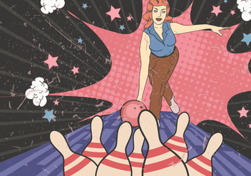 Retro Comic Woman Bowling ector - vector gratuit #427261 