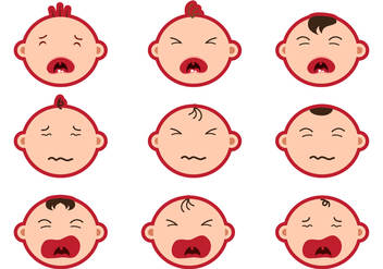 Crying Baby Face Sticker Vectors - Free vector #427301