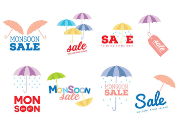 Monsoon Sale Vector Labels - бесплатный vector #428091
