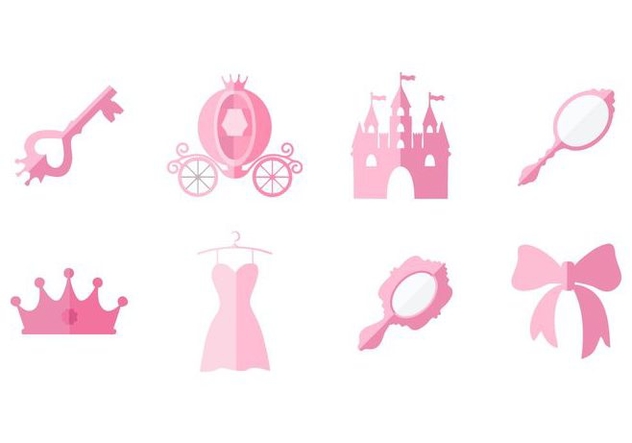 Free Flat Pink Princess Element Collection Vector - бесплатный vector #428511