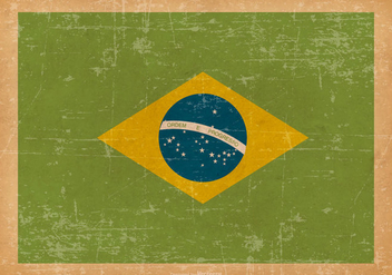 Flag of Brazil on Old Grunge Background - Free vector #429011
