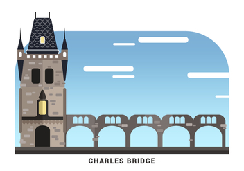 Prague Landmark The Charles Bridge Vector Illustration - Free vector #429121