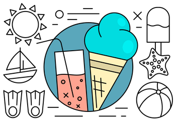 Free Linear Summer Icons - vector #429701 gratis