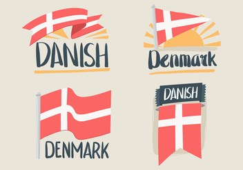 Hand Drawn Danish Flag Vectors - vector gratuit #430181 