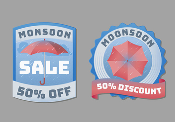 Monsoon Badge or Label Collection - бесплатный vector #430191