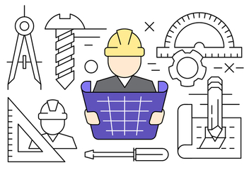 Linear Construction Engineering Vector Icons - Free vector #430381