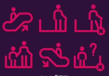 Pink Escalator Element Icons Vector - Free vector #430401