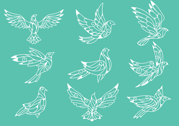 Dove or Paloma Peace Symbols Paper Cut Style Vectors - vector #430521 gratis