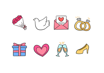 Wedding Doodle Icons - Free vector #430581