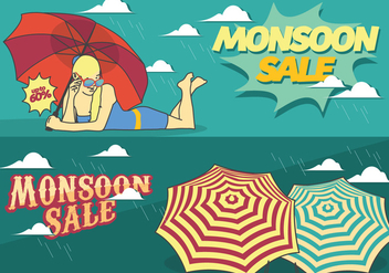 Monsoon Sale Season Poster - vector #431071 gratis